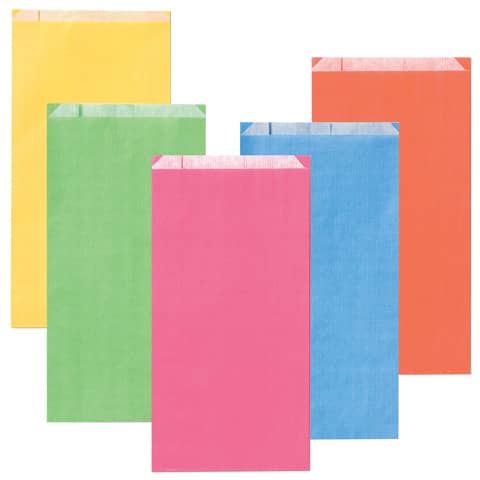 Sacchetti in carta Multicolor 8x16 + 2,5 cm conf. 100 pz Rex-Sadoch tinte unite chiare assortite - MLC02LIT
